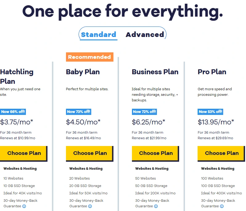 HostGator pricing plans with extensive email hosting features