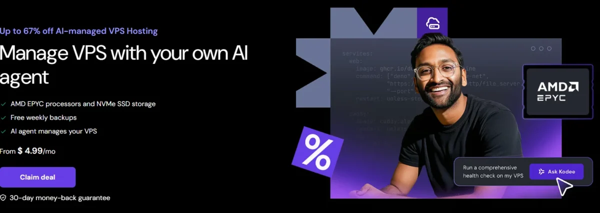 VPS hosting promotional banner highlighting high performance, full control, and scalable server resources