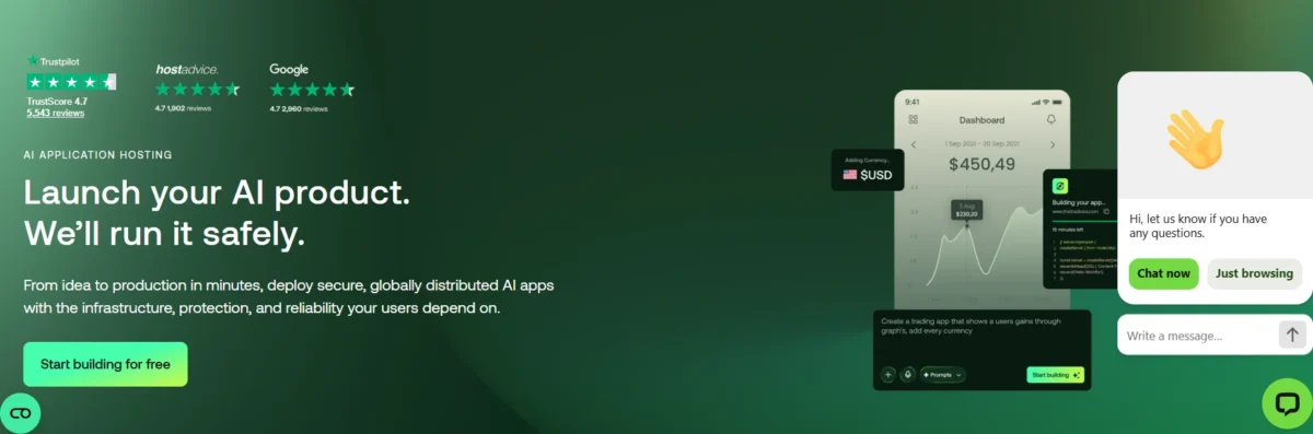 A2 Hosting AI product hosting dashboard interface