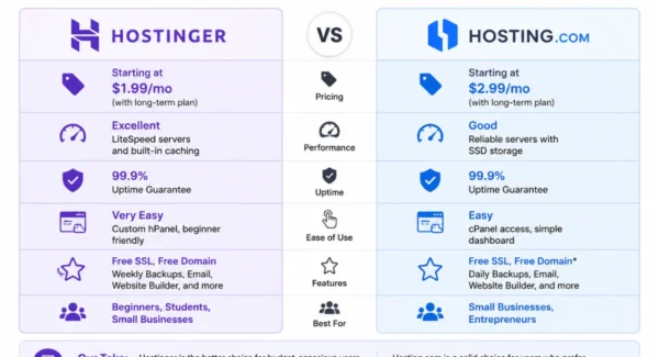 Hostinger vs Hosting.com