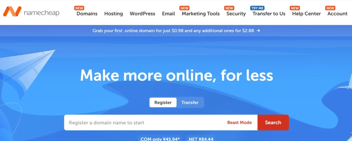 Namecheap, Make more online, for less